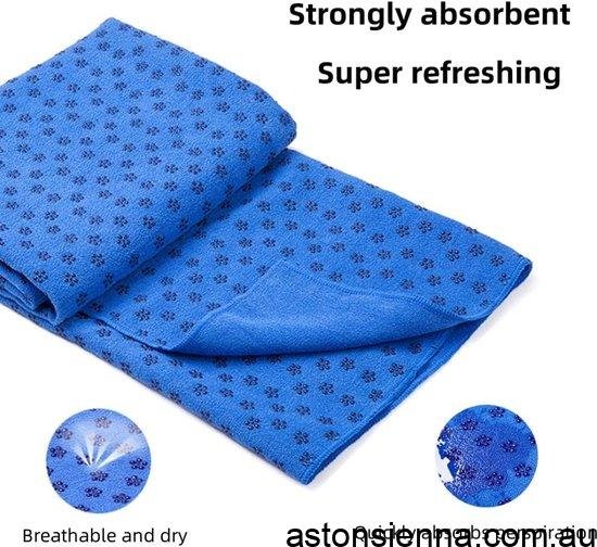 Yoga towel - Moisture-regulating and non-slip - Yoga towel - Quick-drying yoga mat fabric - Breathable yoga mat with mesh storage bag - Suitable for hot yoga, pilates and fitness - Blue - Image 3