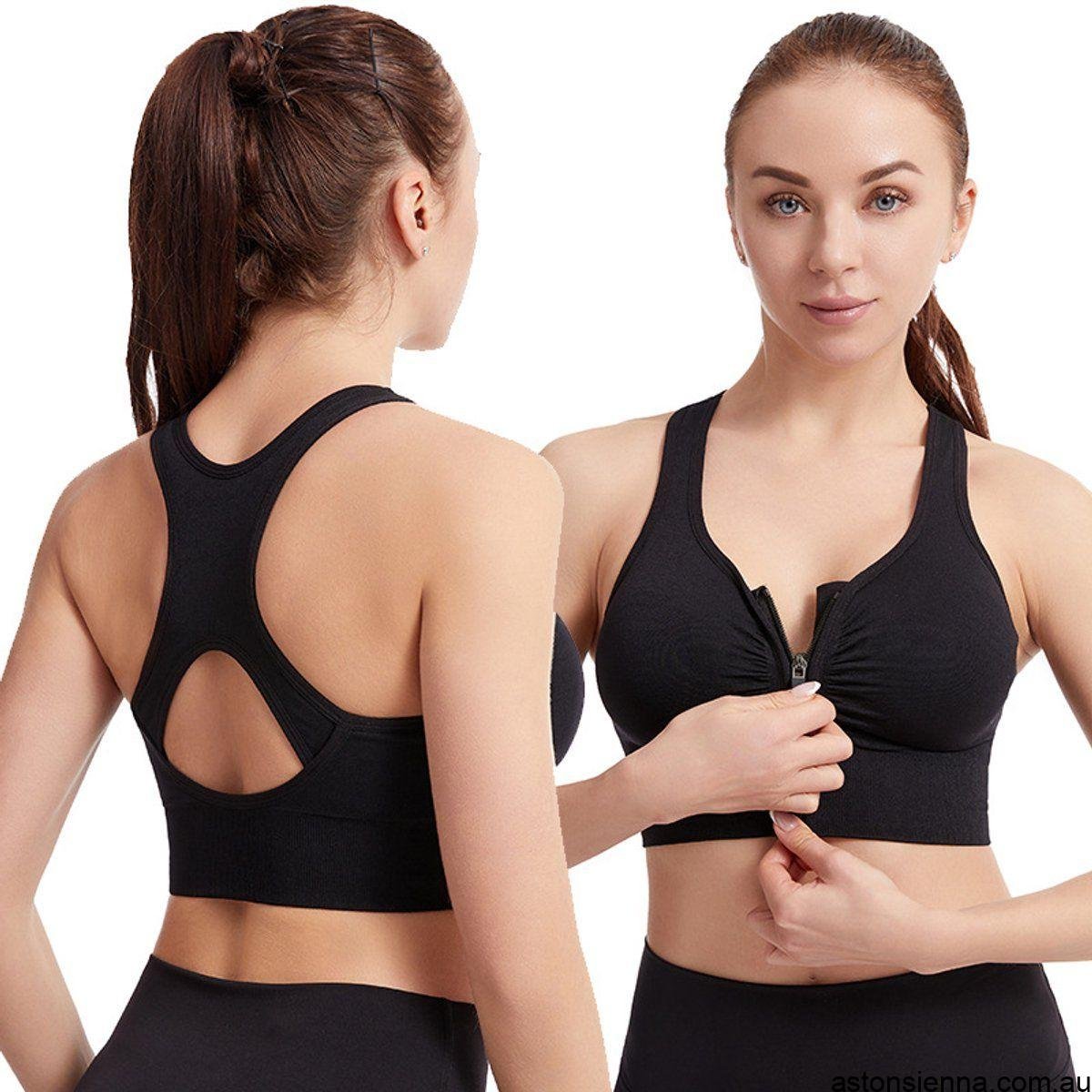 Womens High Impact Sports Bra With Front Zipper Push Up Breathable Wireless Support For Running Yoga Fitness Pink XXL - Image 4