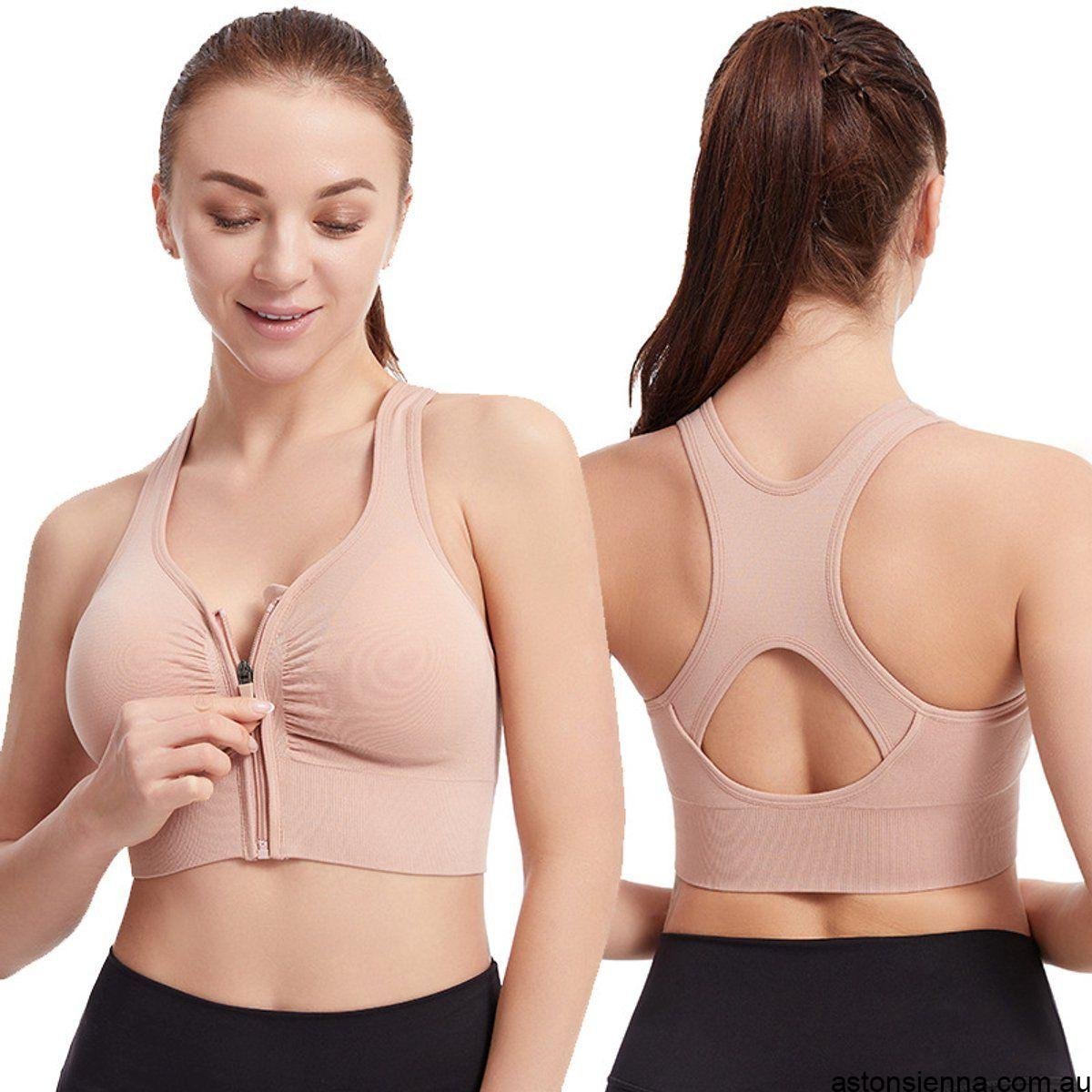 Dusty Pink Front-Zip Sports Bra