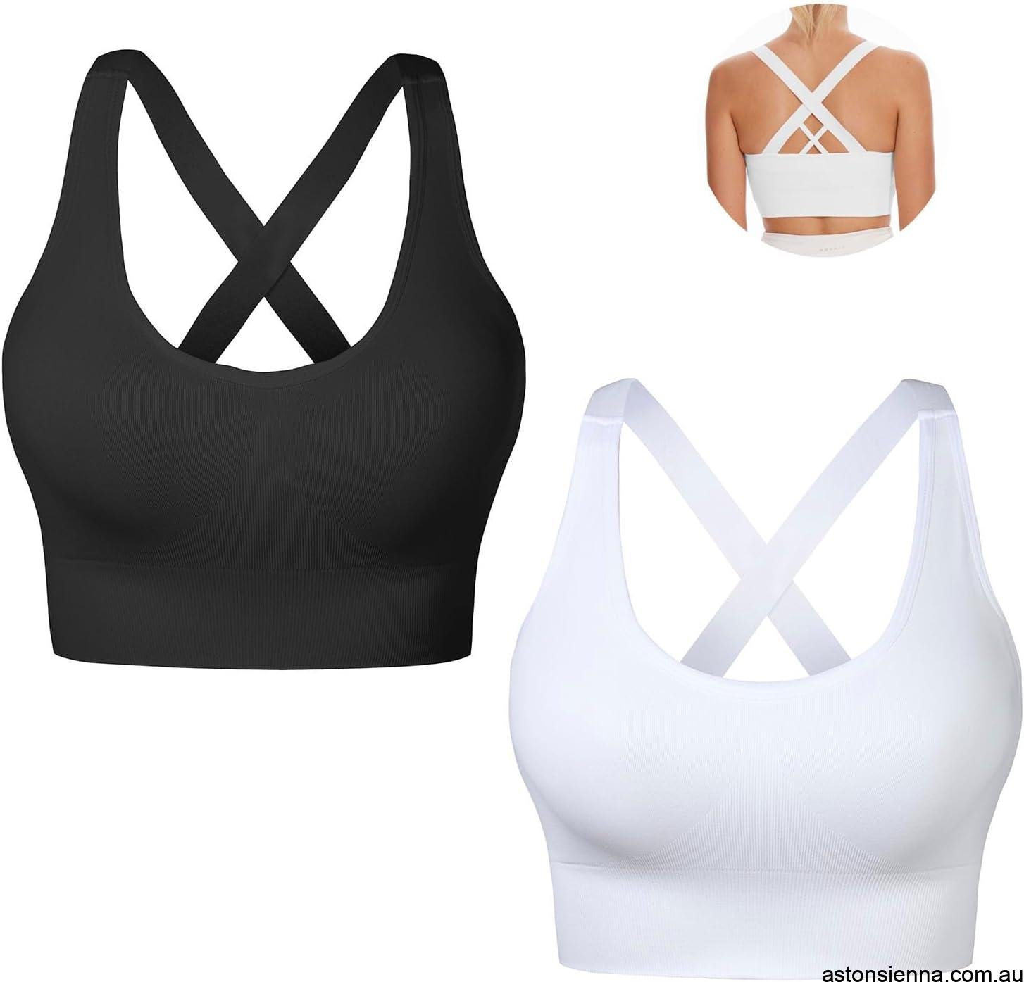 women’s medium support criss cross strappy sports bra activewear top