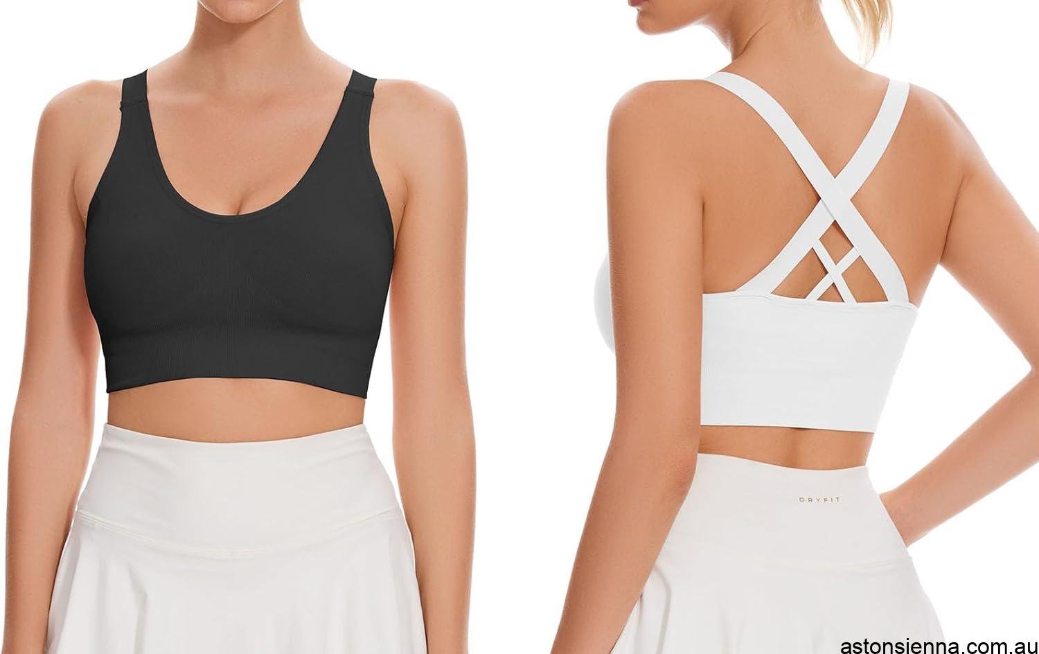 Medium Support Criss Cross Sports Bra – Strappy Unpadded Activewear Top - Image 2