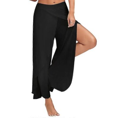 Women's Harem Palazzo Pants Black | Wide Leg Yoga & Lounge Trousers | AstonSienna