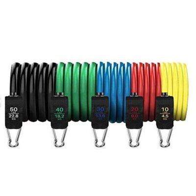 11pcs Resistance Band Set for Yoga Pilates and Fitness Exercises - 150lbs