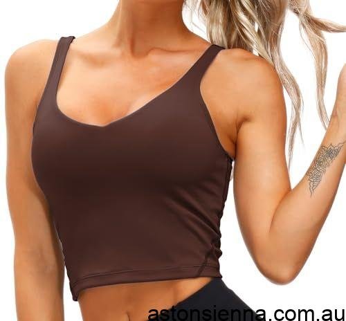 Women's Longline Sports Bra for Yoga, Running, Fitness, Everyday Active Wear, XXXL (Dark Brown) - Image 6
