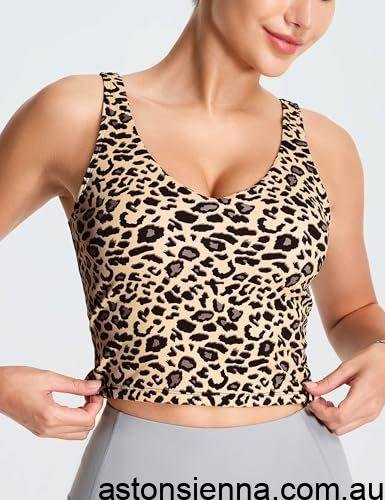 Women's Longline Sports Bra for Yoga, Running, Fitness & Daily Workouts, XXXL (Light Brown Leopard Print) - Image 2