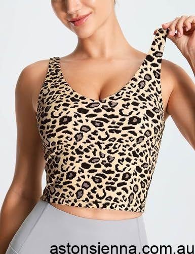 Women's Longline Sports Bra for Yoga, Running, Fitness & Daily Workouts, XXXL (Light Brown Leopard Print) - Image 3