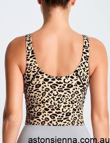 Women's Longline Sports Bra for Yoga, Running, Fitness & Daily Workouts, XXXL (Light Brown Leopard Print) - Image 5