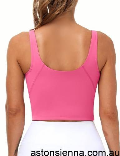 Women's Longline Sports Bra for Yoga, Running, Gym Workouts & Low-Impact Activities, S (Bright Pink) - Image 2