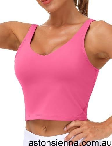 Women's Longline Sports Bra for Yoga, Running, Gym Workouts & Low-Impact Activities, S (Bright Pink) - Image 3