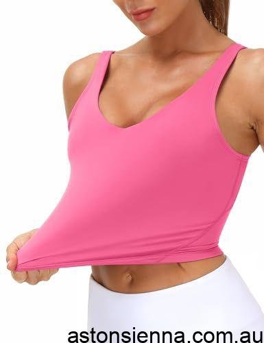 Women's Longline Sports Bra for Yoga, Running, Gym Workouts & Low-Impact Activities, S (Bright Pink) - Image 4
