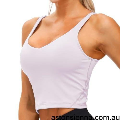 Womens Crop Tank Sports Bra - White - Image 3