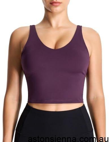 Longline Sports Bra for Yoga, Running, Gym Workouts & Low to Medium Impact Activities, XXXL (Purple)