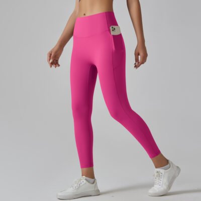 high waist seamless yoga pants women rose red quick dry butt lifting leggings