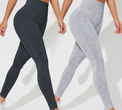 women’s seamless yoga leggings 2-pack washed black light grey high-waisted activewear