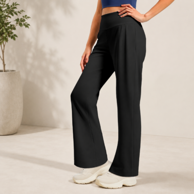women’s high waist straight leg yoga pants black loose fit full length activewear