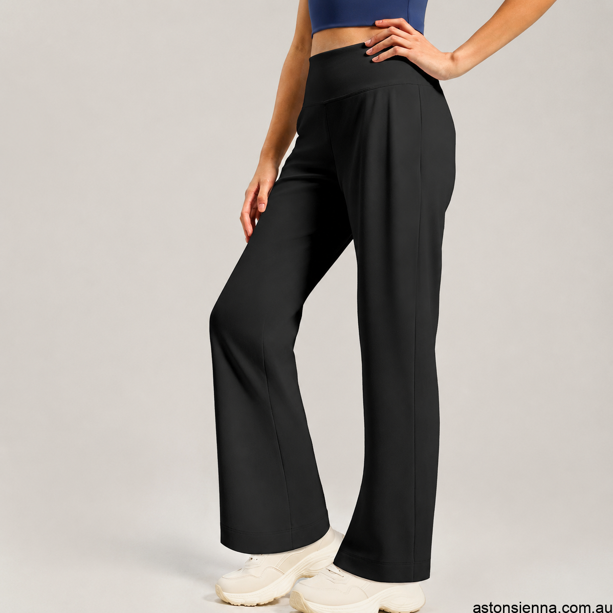 Women’s High Waist Straight Leg Yoga Pants – Full Length Loose Fit Activewear with Rear Waistband Pocket - Image 3