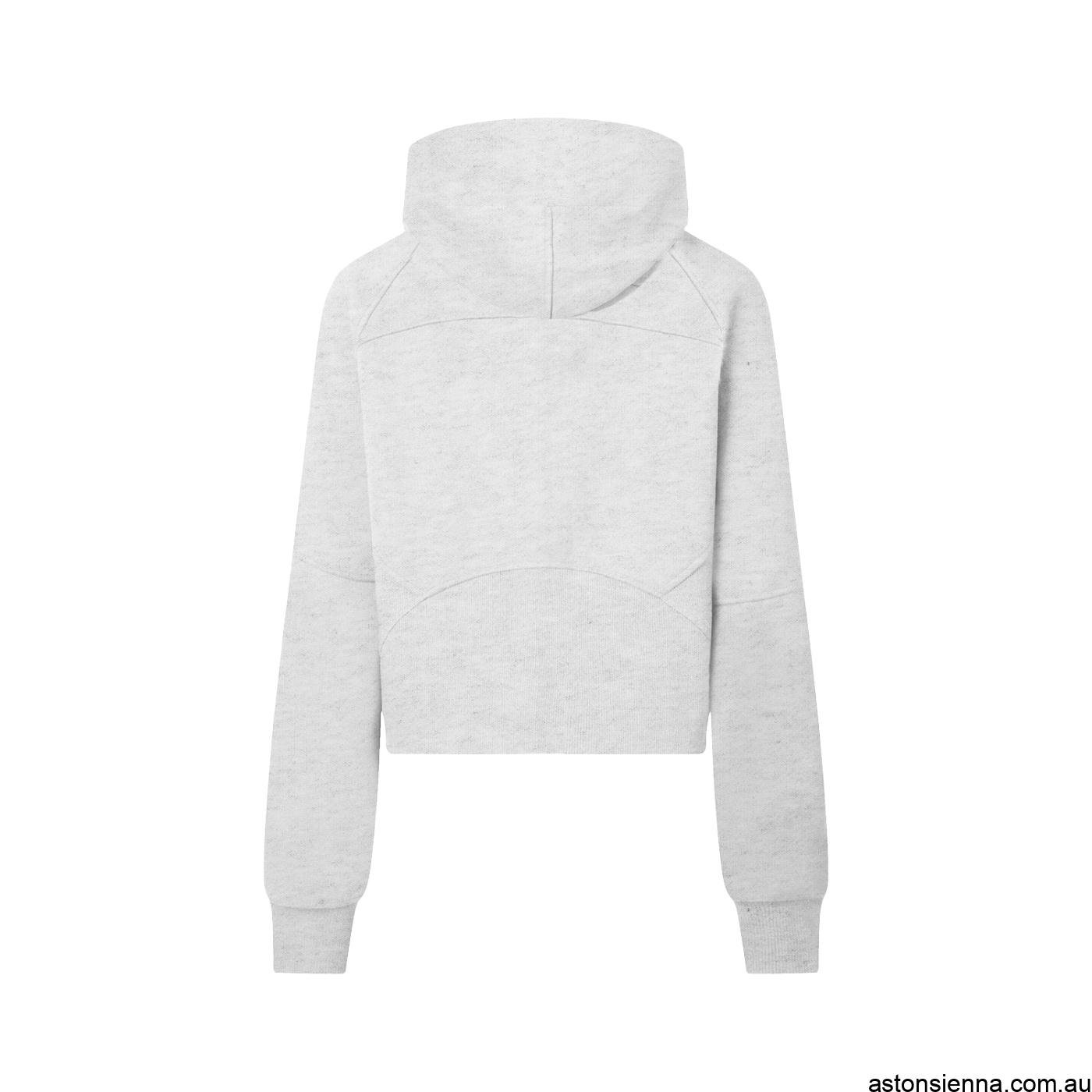Women's cropped half zip hoodie with bodycon fit premium heavyweight fabric and athleisure styling