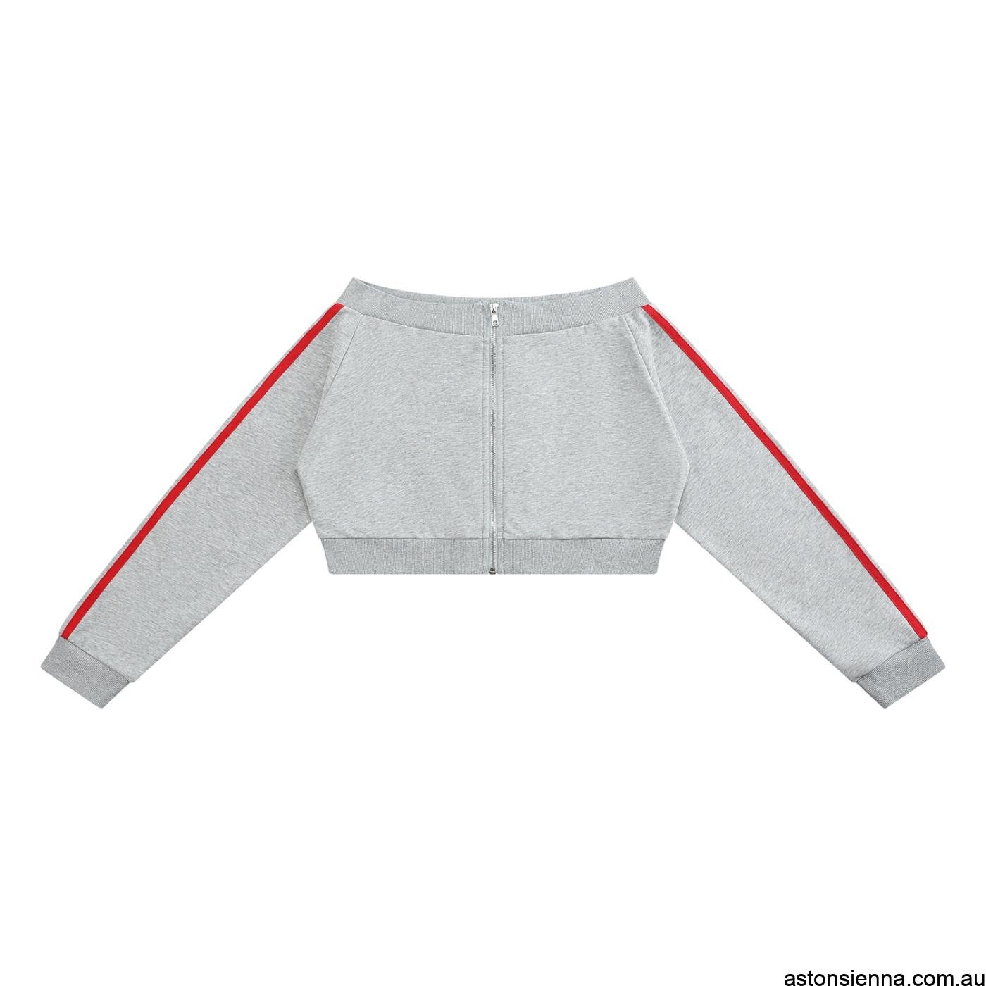 Women's off shoulder full zip hoodie with bodycon fit premium cotton blend fabric and Y2K streetwear styling