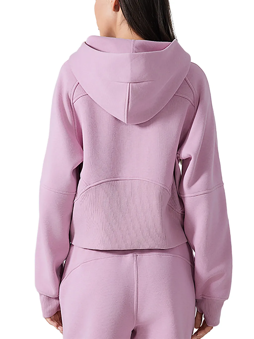 Women's cropped half zip hoodie with bodycon fit premium heavyweight fabric and athleisure styling