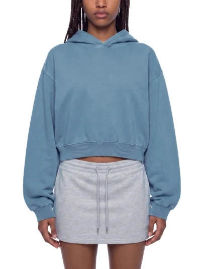 Women's vintage wash heavyweight hoodie with relaxed boxy fit premium athleisure streetwear styling and washed finish