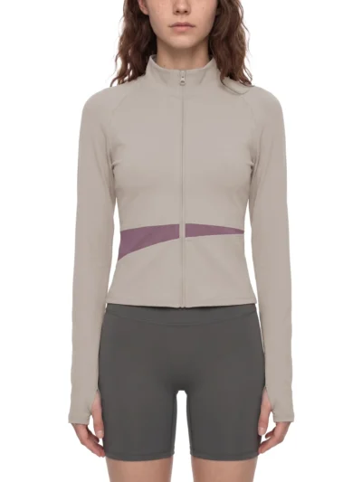AstonSienna Women's Cropped Track Jacket Slim Fit Activewear Zip Jacket