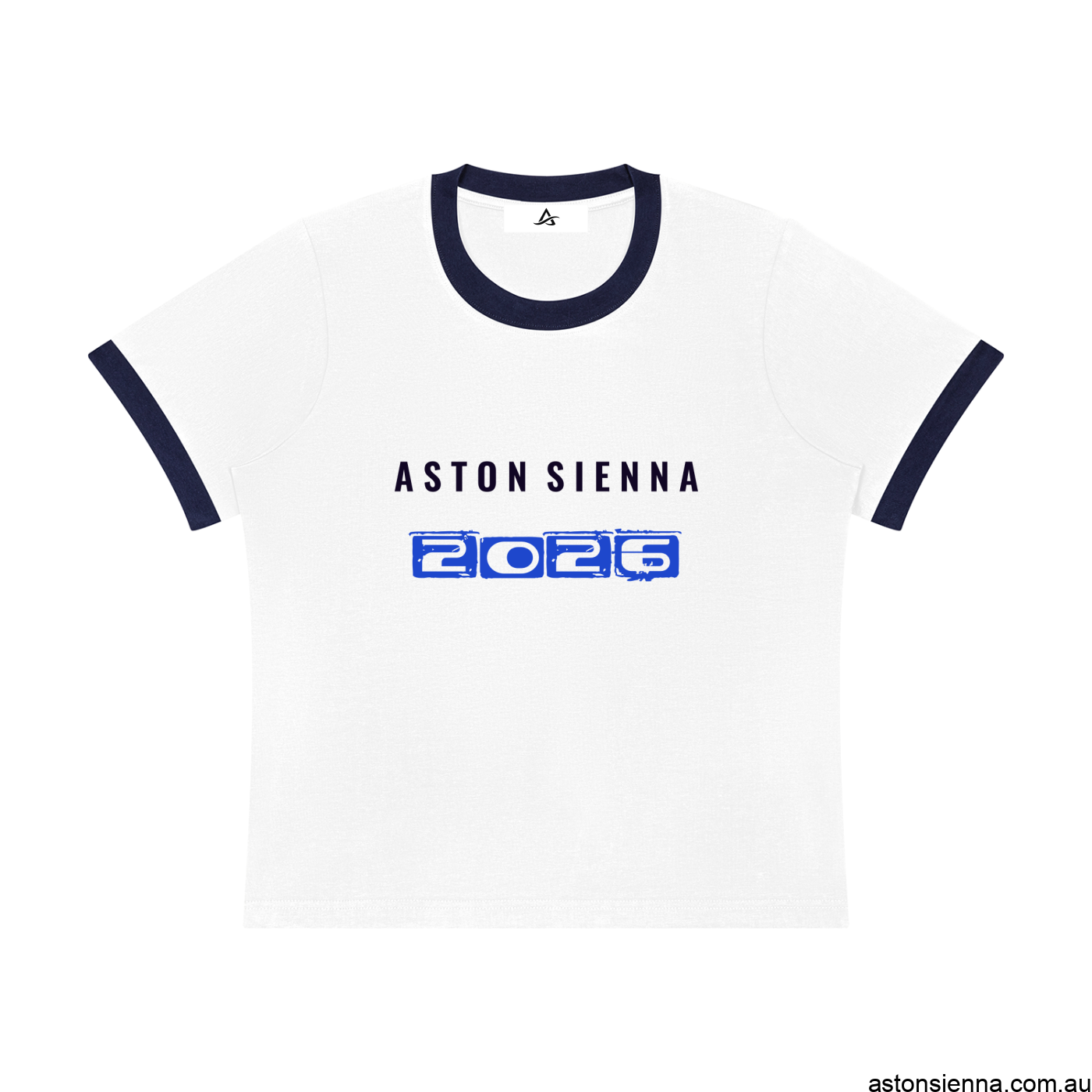 AstonSienna Women's Retro Contrast Ribbed Tee in Premium Cotton Blend