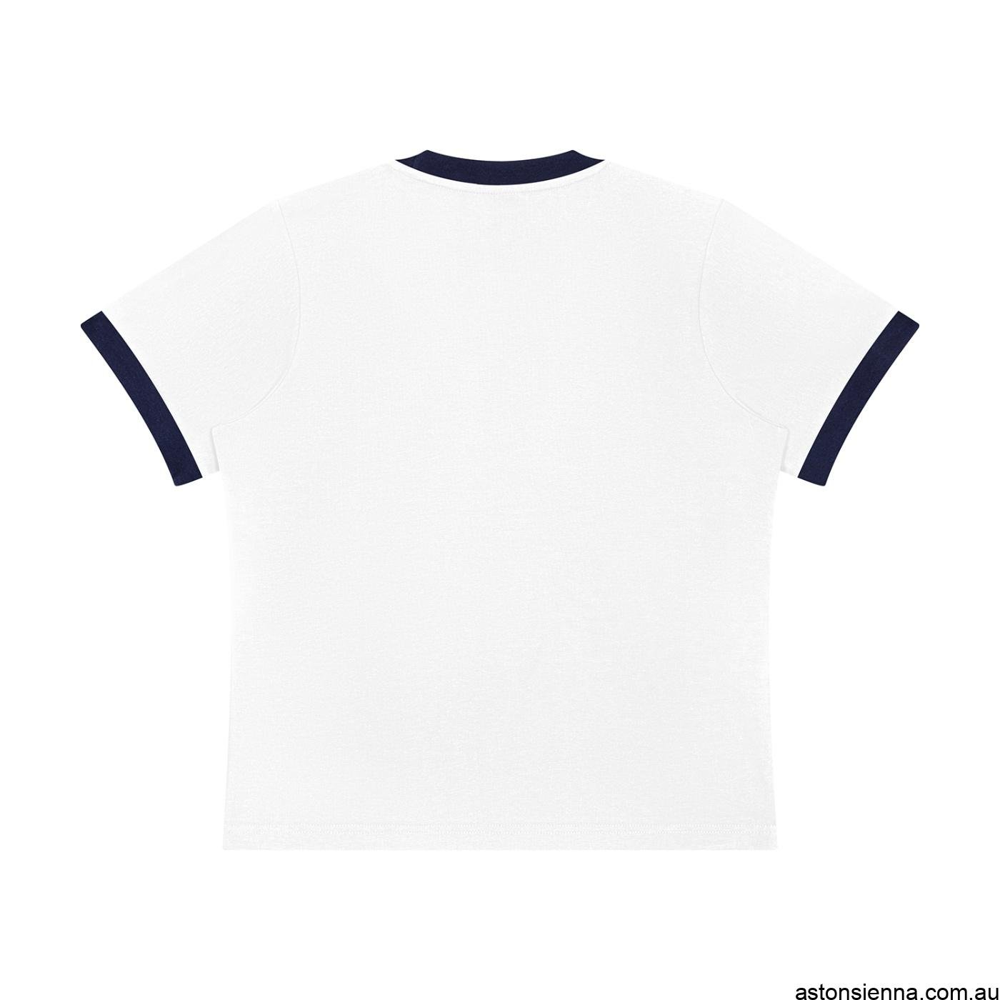 AstonSienna Women's Retro Contrast Ribbed Tee in Premium Cotton Blend