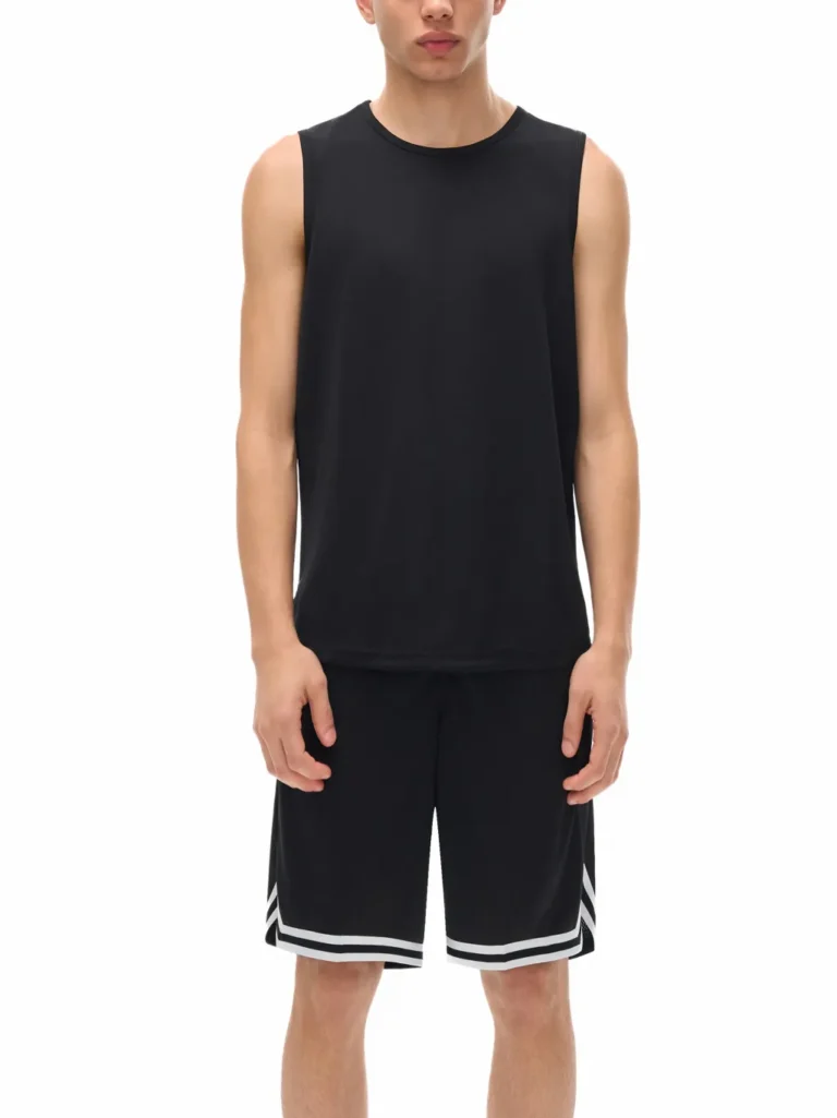 Male model wearing AstonSienna Courtside Performance Jersey designed for basketball training and active lifestyles