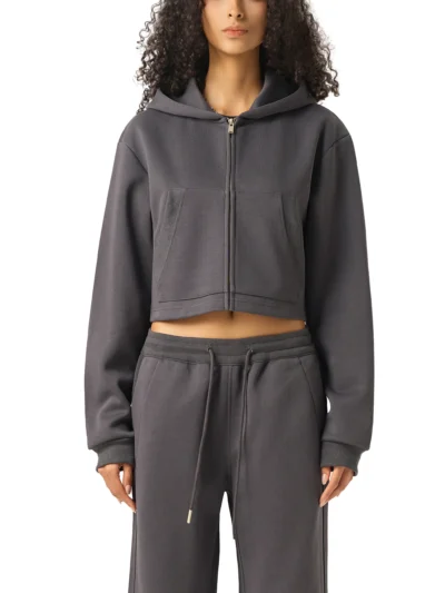 Women's Cropped Zip Hoodie in Heavyweight Fleece by AstonSienna