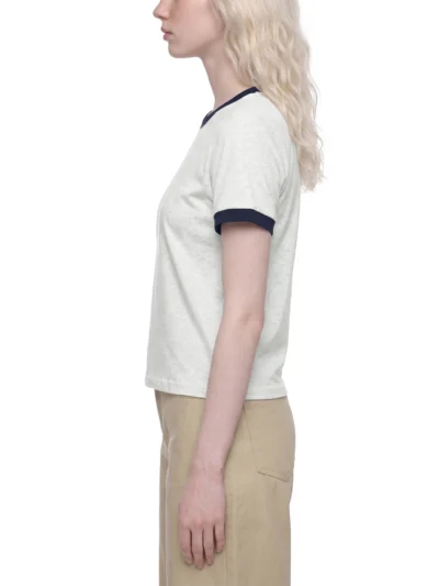 AstonSienna Women's Retro Contrast Ribbed Tee in Premium Cotton Blend