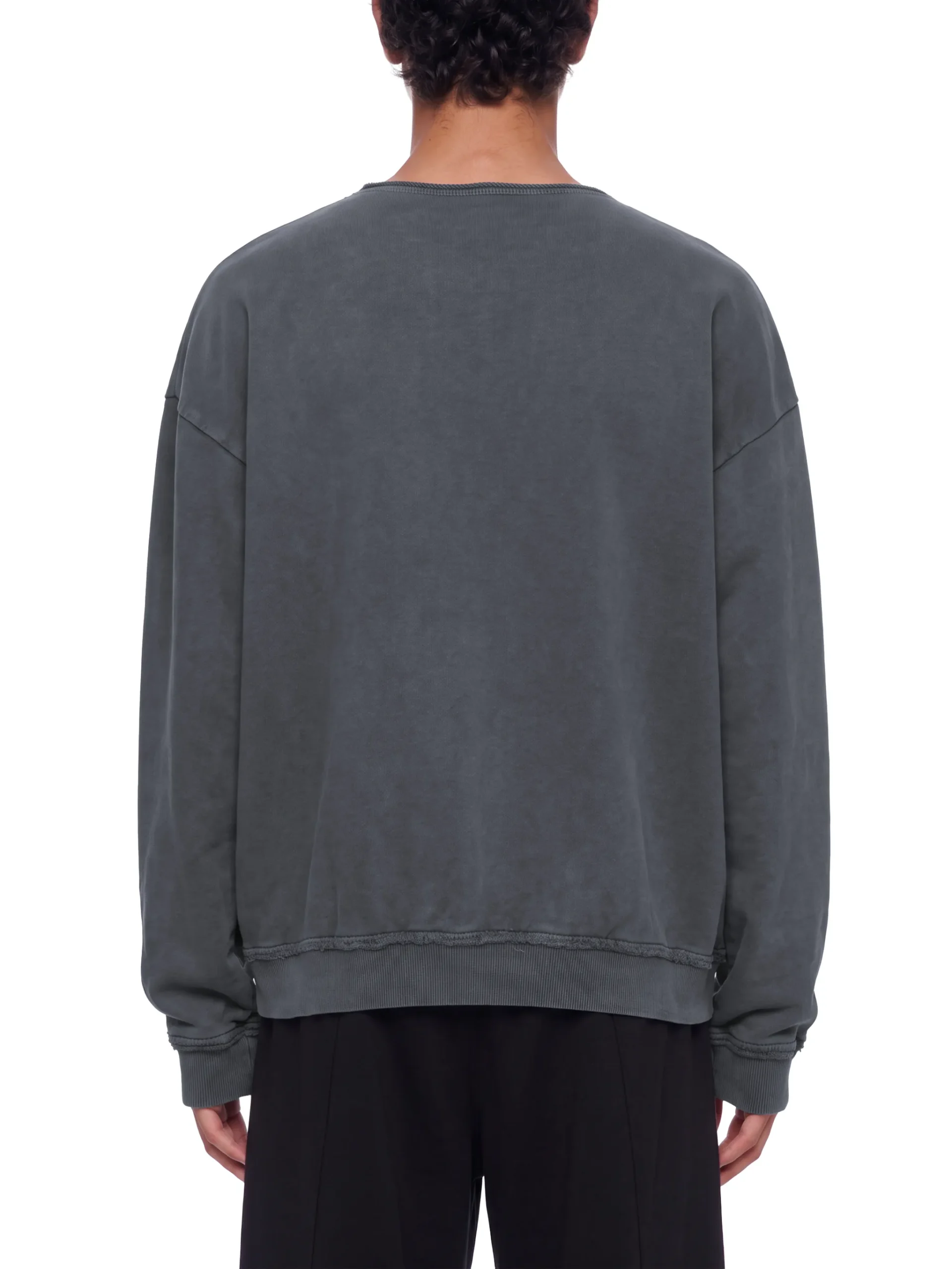 Men's vintage wash distressed pocket sweatshirt in heavyweight cotton with relaxed oversized fit ``