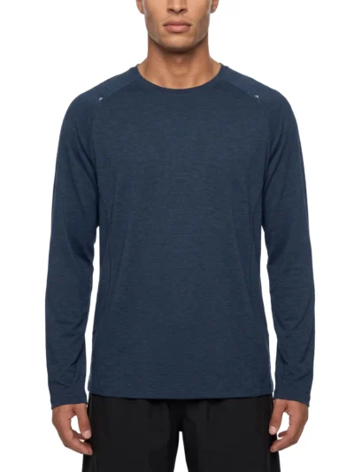 Male model wearing AstonSienna Men's Performance Motion Long Sleeve Top designed for training, running and active lifestyles