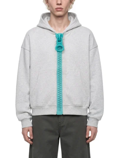 AstonSienna Unisex Oversized Chunky-Zip Boxy Hoodie in solid color front view